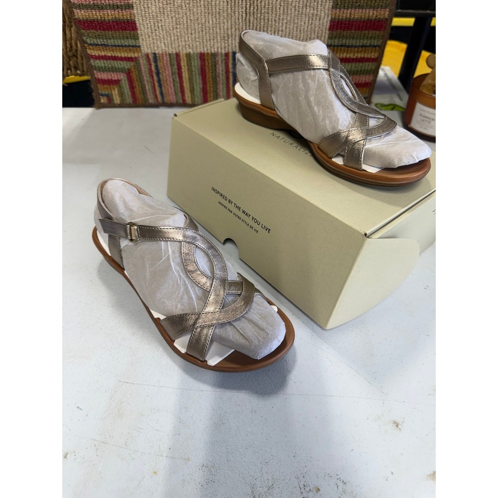 Soul Naturalizer Solo Metallic Warm Silver Strappy Slingback Sandals Womens 8.5